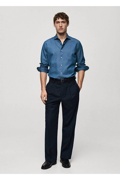 MANGO Man 100% Cotton Chambray Shirt