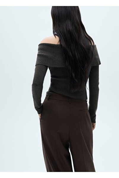 MANGO Woman Omuzu açık fermuarlı kazak