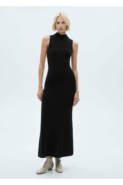 MANGO Woman Strickkleid mit offenem Rücken