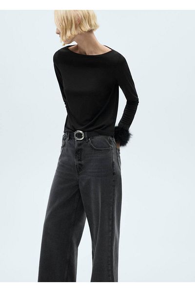 MANGO Woman Cuff Detailed T-Shirt
