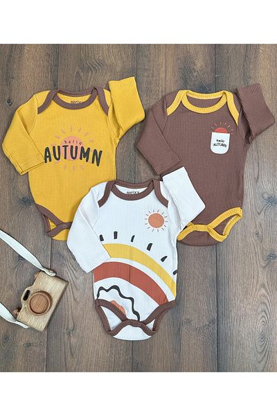 tiwitibaby Newborn Organic Cotton Flexible Baby Boy 3-Piece Bodysuit with Snap Fasteners