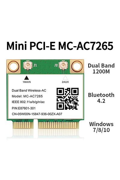 Choice WiFi 5 MC-AC7265 1200Mbps Bluetooth 4.2 Half Mini PCI-E Wifi Card MC-AC7265 Wireless 802.11ac 2.4G 5
