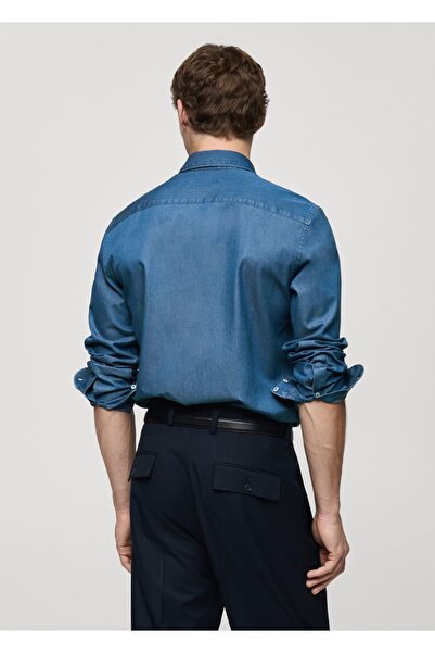 MANGO Man %100 Pamuklu Chambray Gömlek