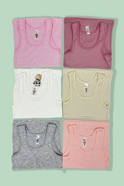 BEYAZTOPTAN 6-Piece Girl's Derby Ribbed Tank Top Set