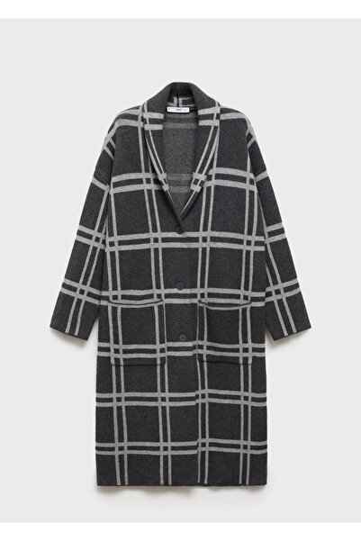 MANGO Woman Karierter Strickmantel