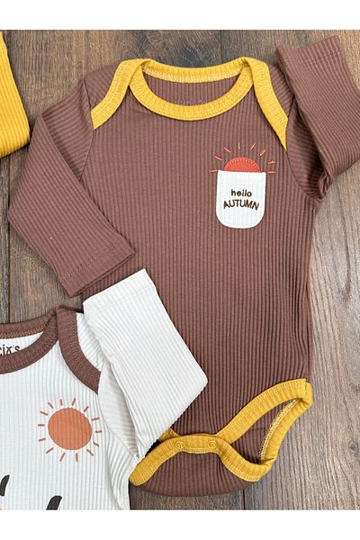 tiwitibaby Newborn Organic Cotton Flexible Baby Boy 3-Piece Bodysuit with Snap Fasteners