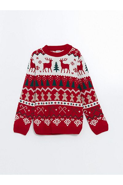 LC Waikiki Crew Neck Yearbook Themed Boy's Knitwear Sweater - W4G399Z4