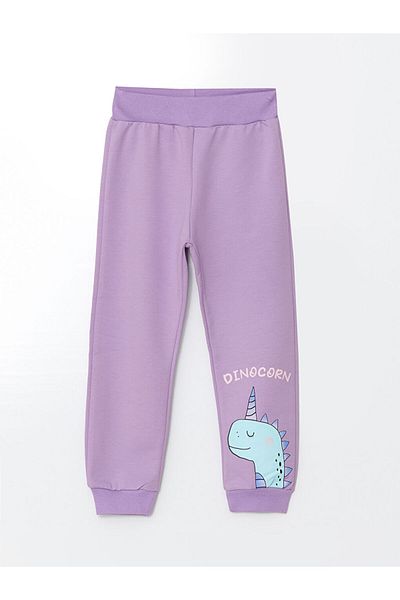 LC Waikiki Lcw Kids Elastic Waist Thick Printed Baby Girl Tracksuit Bottom