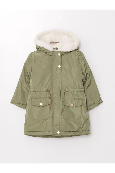LC Waikiki Green Hooded Girl's Coat