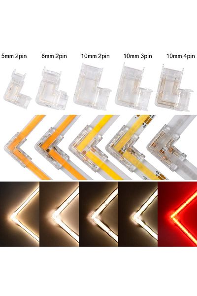 Choice For 8mm 2pin Ip20 Cob Led Strip Connector Seamless 2/3/4pin 5/8/10mm Right Angle Corner Connectors F