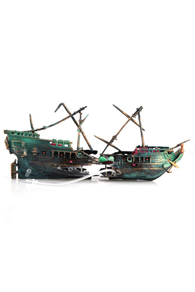 Choice قطعة واحدة من زينة حوض السمك على شكل سفينة غارقة مع فقاعات، لتزيين أحو...