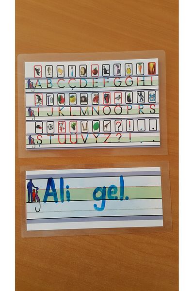 mintikbirler 1. Classroom Reading and Writing Teaching - 1 Alphabet and 1 Lettering Line Laminated Dictation Card