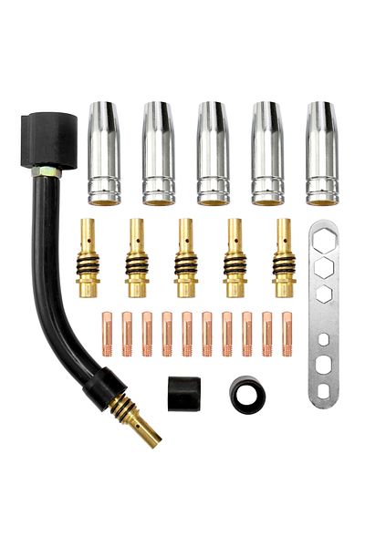 Choice 0.8mm 24PCS 24PCS 15AK Welding Torch Consumable Electrode Guard Cup Link Rod Tips Goose Neck Bend 0.