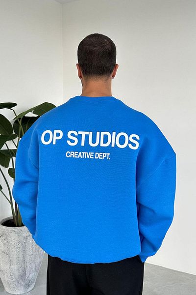 HAFKAGİYİM Saks Mavi Studios Creative Oversize Sweet