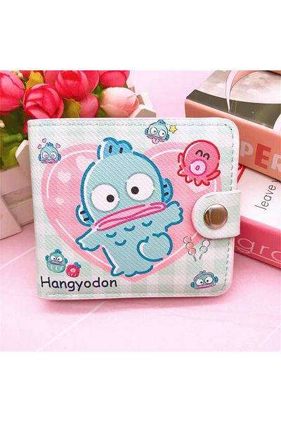 Choice A Cartoon Sanrioed Hangyodon Pu Casual Short Wallet Cute Student Children With Button Wallet Card B.