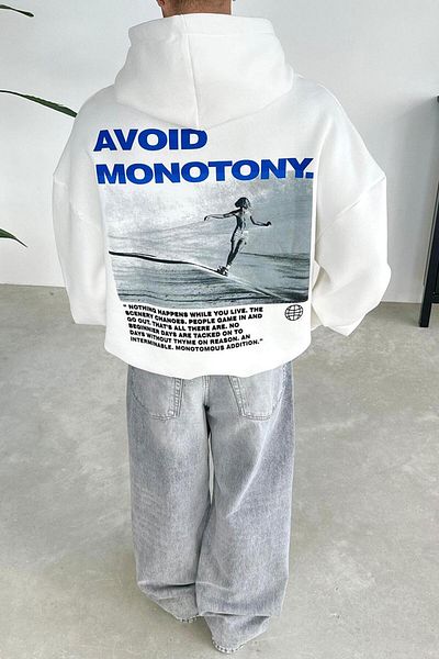 HAFKAGİYİM Λευκό μονότονο φούτερ Oversize