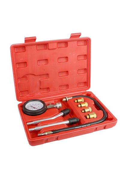 Choice Red Automotive Cylinder Tester Kit Pressure Gauge With M10 M12 M14 M18 Adapter 0-300 Psi Gasoline En