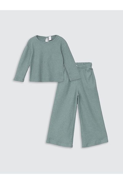 LC Waikiki Crew Neck Basic Baby Girl T-Shirt and Trousers Set of 2
