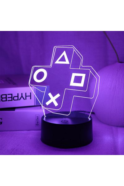 Choice Usb Plug Black 1pc Gaming Experience Cross Button 3d Night Light Touch Colorful Led Light Bedroom De