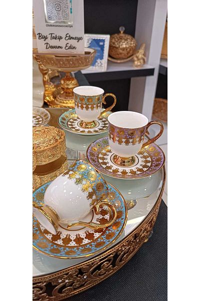 Kosova 6 Person Color-Patterned Coffee Cup Set