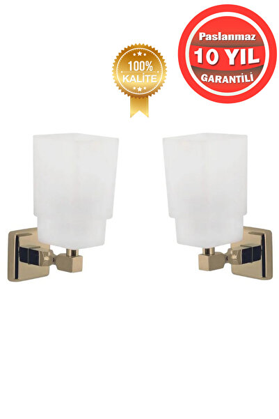 ÇELİK BANYO Paslanmaz Pirinç Camlı Kumru Çift Aplik Altın Gold