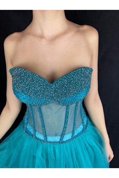 Madame Lucid Elegant Very Stylish Black Bustier Handmade Design Corset with T...