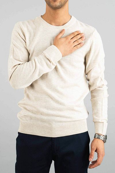 bombe Herren-Pullover-Sweatshirt „Bone Slim Fit“ aus Baumwolle mit Rundhalsausschnitt