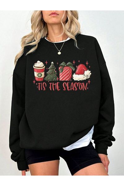 Pink Sky Plus Size Christmas Cartoon Printed Sweatshirt