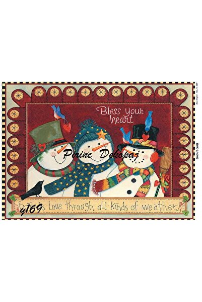 LİNEART Lineart Christmas Pattern Brass Decopage Paper No:Y169- 29X42Cm