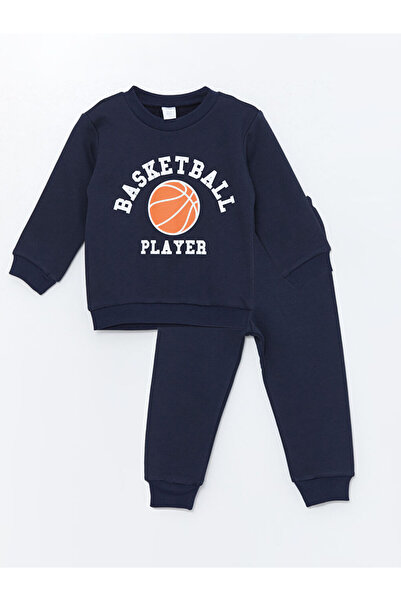 LC Waikiki Bisiklet Yaka Baskılı Erkek Bebek Sweatshirt ve Eşofman Alt 2'li T...