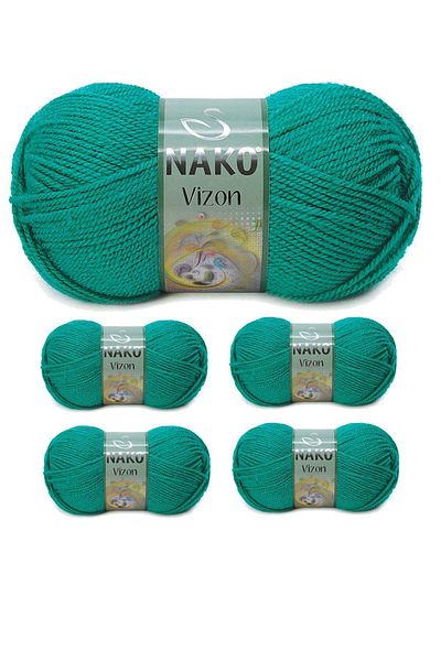 NAKO Vizon Premium 5 τεμάχια ακρυλικό πλέξιμο χειρός - μαλλί κλωστής Χρώμα No:181, Duck Head Green