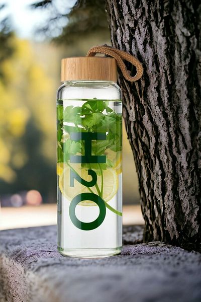 Panhera 800 ml Bamboo Lid Borosilicate Glass Flask Beverage Bottle