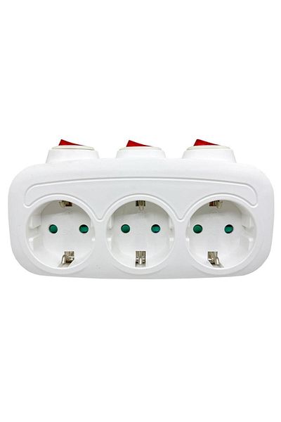 Choice White Eu Electrical Sockets With On/off Switch Euro Mounted 1 To 3 Way Germany Standard Extensions A