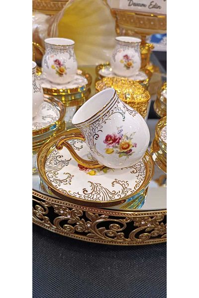 Kosova 6 Person Patterned Chuby Coffee Cup Set (Selena)