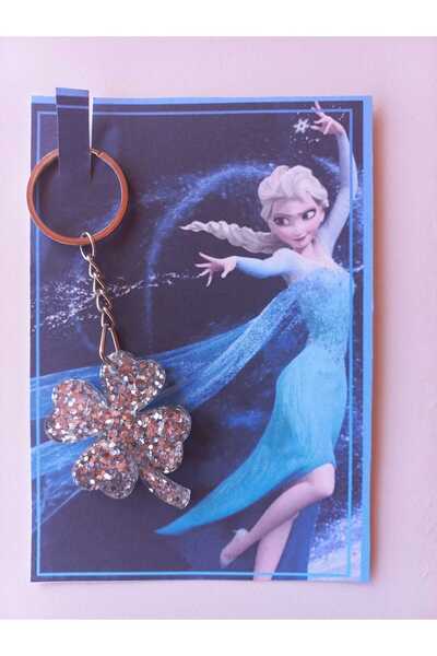 demirbasavm سلسلة مفاتيح مصنوعة يدويًا من Epoxy Clover