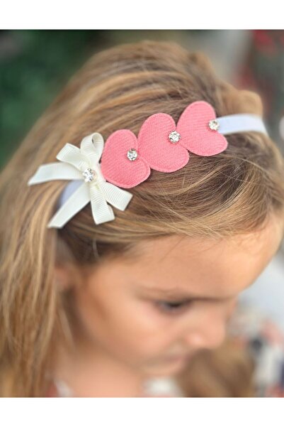 QUEEN AKSESUAR Set de 3 funde cu piatră de zahăr roz - model coroană cu inimă