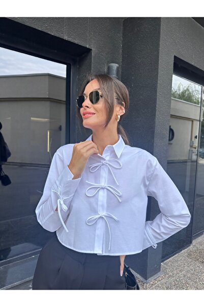 MODA Women's Crop White Shirt