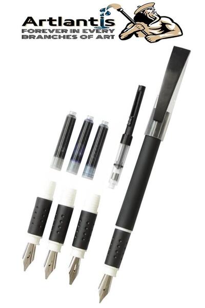 Artlantis Kaligrafi Dolma Kalem Seti 4 lü 1 Paket Calligraphy Kalem Seti Hat Yazma Tasarım Sanat Kalemi Hattat