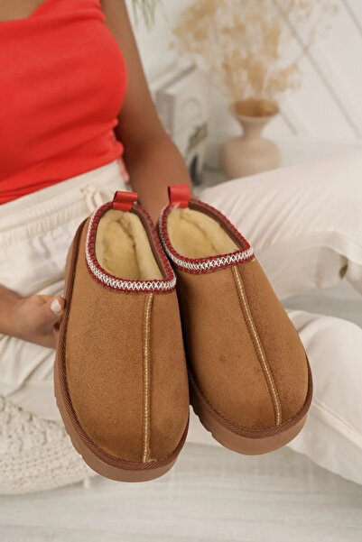 Behtah Kundura Women's Ultra Mini Size Furry Boots - Furry Inner Surface and Thick Sole Slippers