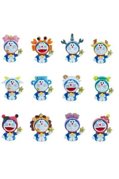 Choice 12pcs Doraemon Cartoon The Zodiac Doraemon Action Figure Cute Character Kawaii Anime Figure Pvc M...