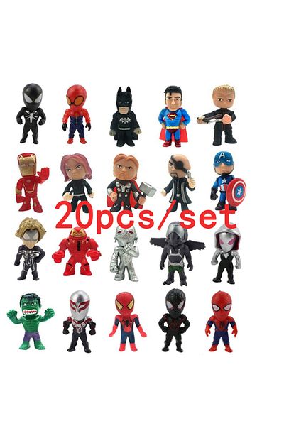 Choice Disney 20pcs/set Marvel Avengers Hulk Thor Spider Man venom Captain Decoration action Figure Caps...