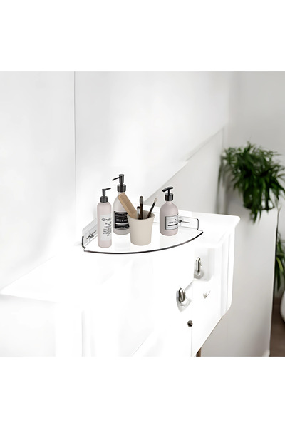 TUVA REKLAM Tuva Reklam Çok Amaçlı Pratik Modern Tasarımlı Şeffaf Pleksi Pasta Dilim Banyo Rafı (2 ADET)