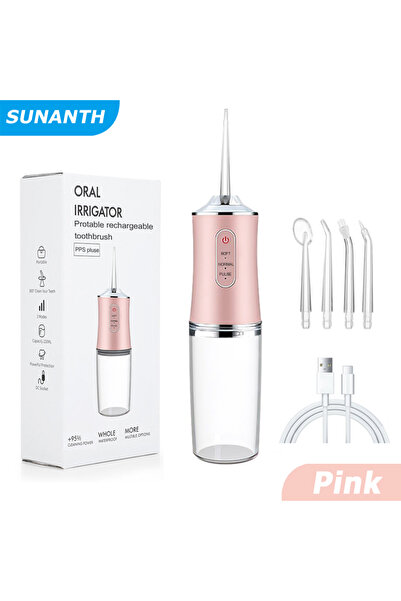 choice2 059-وردي - جهاز تنظيف أسنان لاسلكي محمول، قابل لإعادة الشحن عبر منفذ ...