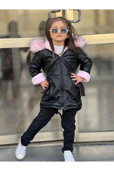 Kelebek Girl's Leather Coat