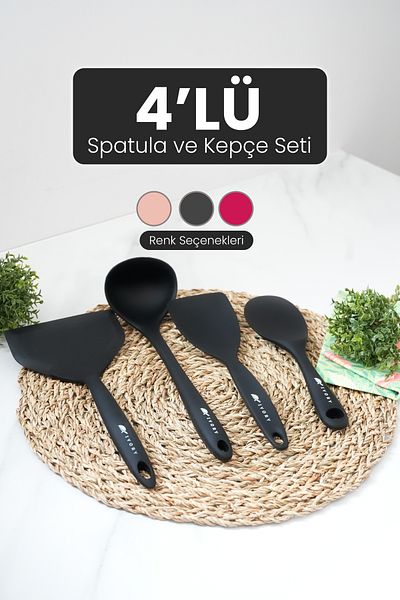 Hayveys Silicone 4-Piece Spatula and Ladle Service Set