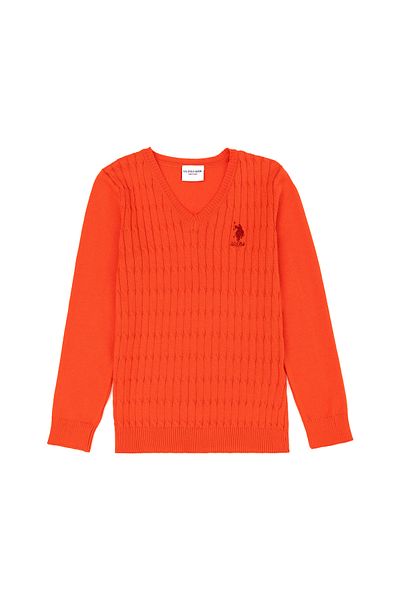 U.S. Polo Assn. Girl's Orange Basic Sweater 50275632 -Vr181