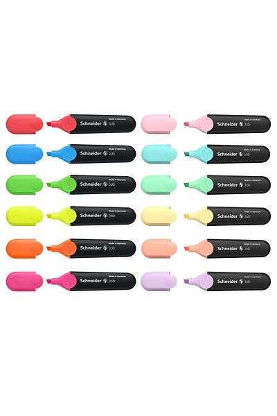SCHNEIDER Job 150 Highlighter Pen Pastel Vibrant Colors 12 Colors