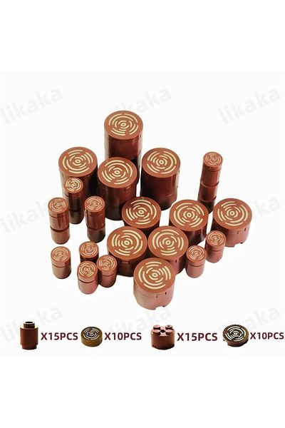 Choice 50pcs 50pcs Brown Tree Stump Building Blocks Toy Set City Farm Wooden Blocks Accessories Set Diy Toy