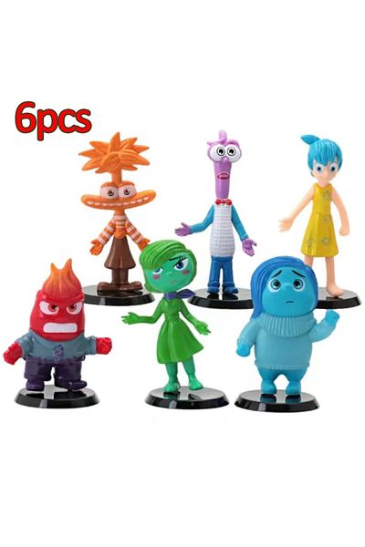 Choice B New 6pcs Inside Out 2 Figure Anime Joy Sadness Angry Action Figurine Fear Disgust Kits Collection.