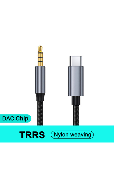 Choice كابل صوت AUX من نوع USB-C إلى مقبس 3.5 ملم، بطول 1 متر، مصنوع من النايلون المضفر، مناسب لمكبرات صوت السيارة وسماعات الرأس عالية الدقة.